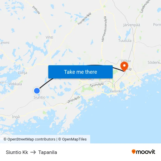 Siuntio Kk to Tapanila map