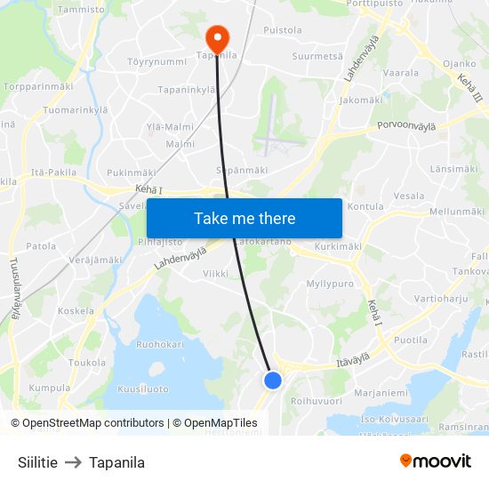 Siilitie to Tapanila map
