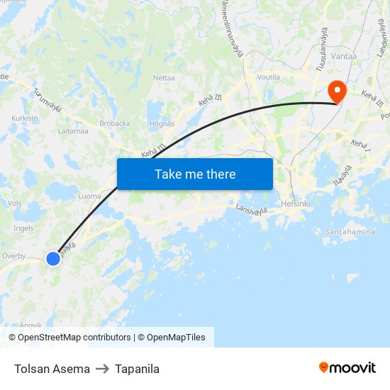 Tolsan Asema to Tapanila map