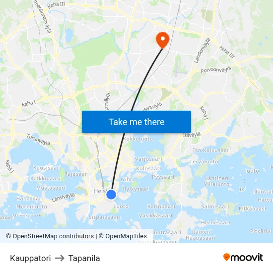 Kauppatori Square to Tapanila map