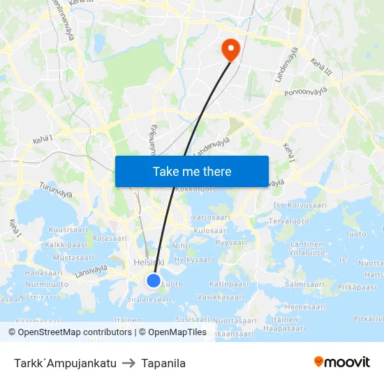 Tarkk´Ampujankatu to Tapanila map