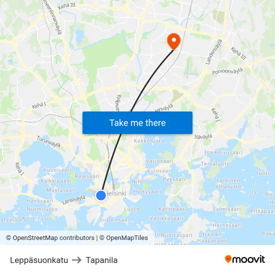 Leppäsuo Street to Tapanila map