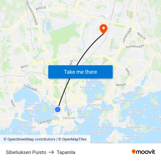 Sibeliuksen Puisto to Tapanila map