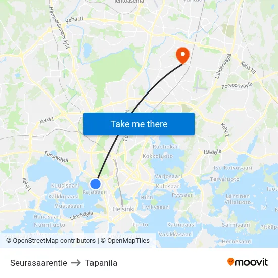 Seurasaarentie to Tapanila map