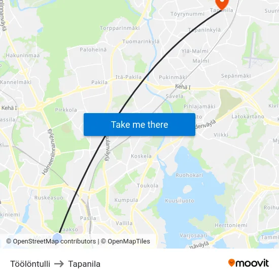 Töölöntulli to Tapanila map