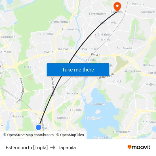 Esteri's Gate [Tripla] to Tapanila map