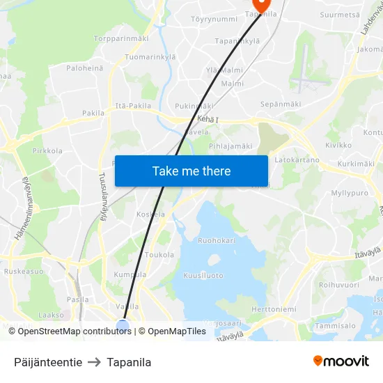 Päijänteentie to Tapanila map
