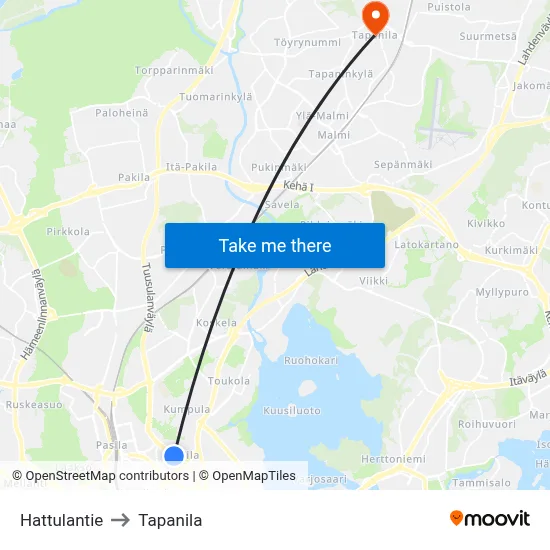 Hattula Road to Tapanila map