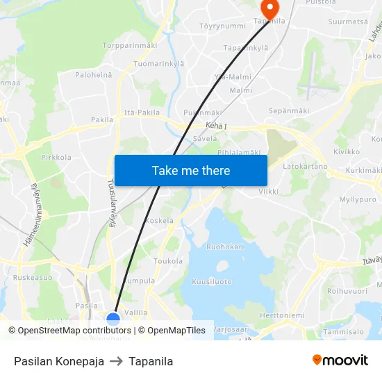 Pasilan Konepaja to Tapanila map