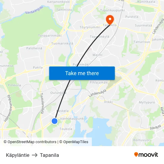 Käpyläntie to Tapanila map