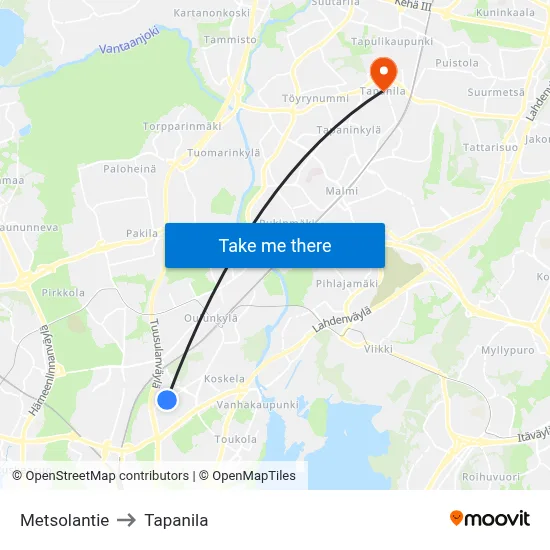 Metsola Road to Tapanila map