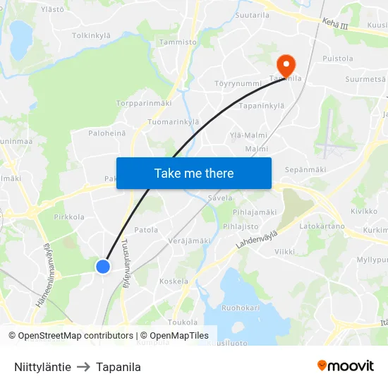Niittyläntie to Tapanila map