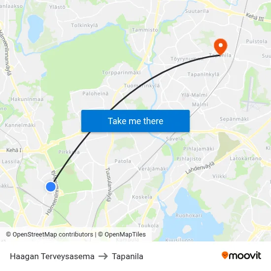 Haagan Terveysasema to Tapanila map