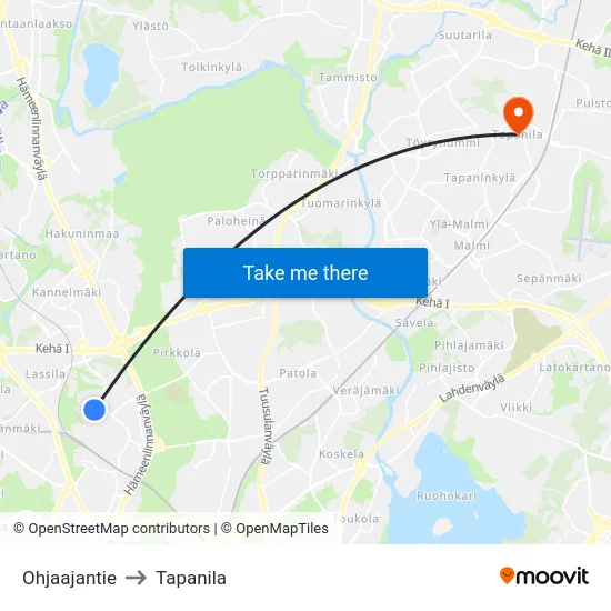 Ohjaajantie to Tapanila map