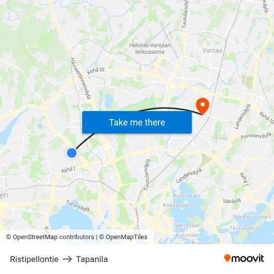 Ristipelto Road to Tapanila map