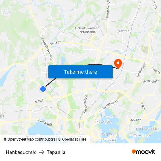 Hankasuontie to Tapanila map