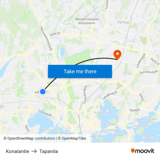Konala Road to Tapanila map
