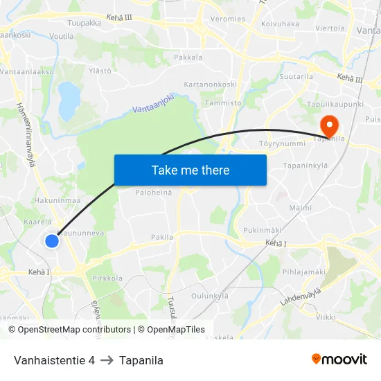 Vanhainen Road 4 to Tapanila map