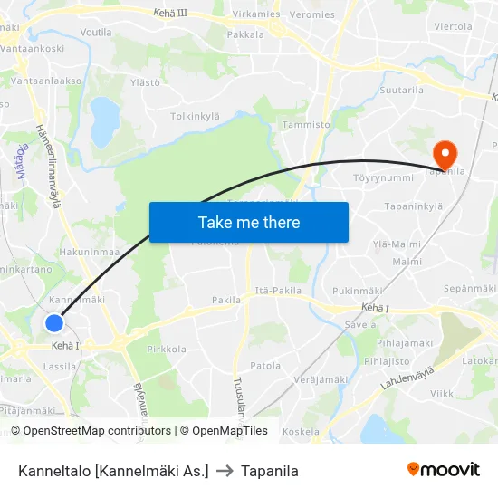Kanneltalo [Kannelmäki As.] to Tapanila map