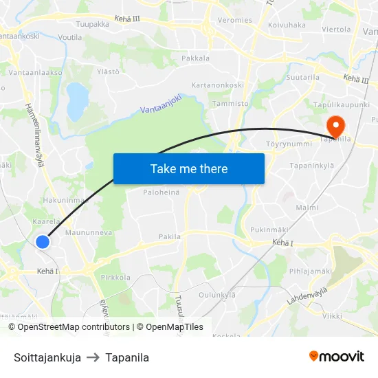 Soittaja Alley to Tapanila map