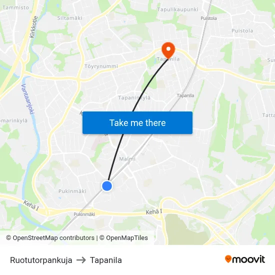 Militia Cottage Lane to Tapanila map