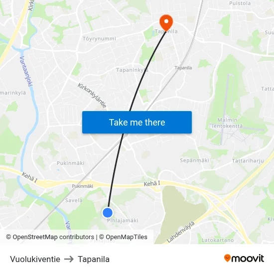 Soapstone Road to Tapanila map