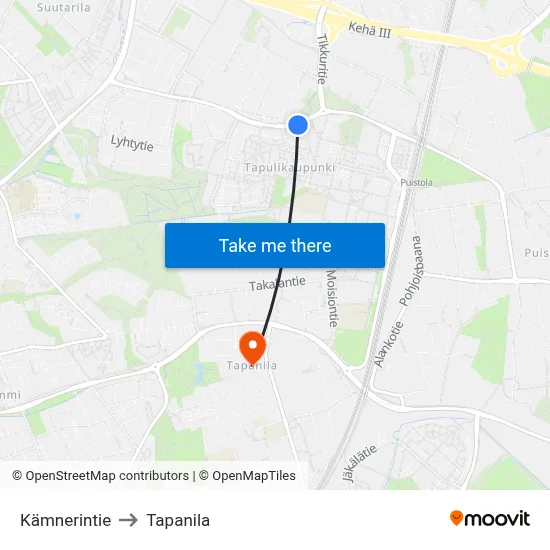 Kamneri Road to Tapanila map
