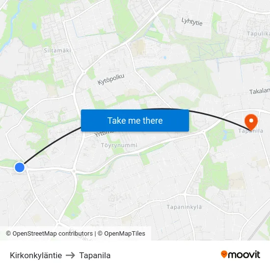Kirkonkyläntie to Tapanila map