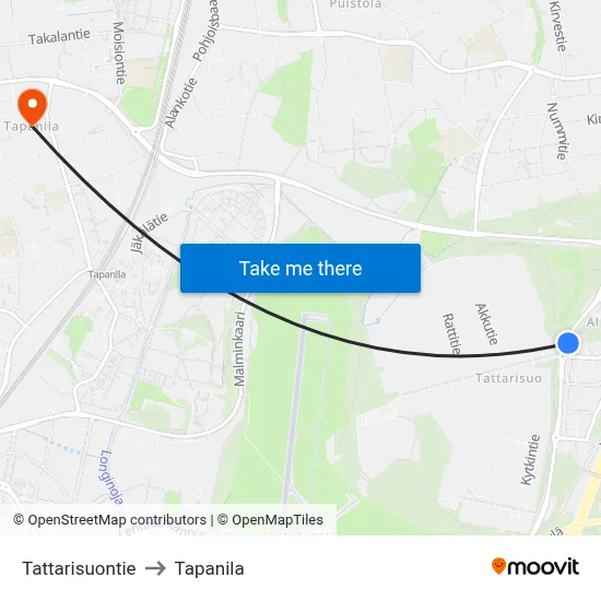 Tattarisuo Road to Tapanila map