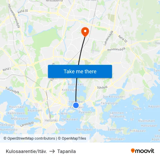 Kulosaarentie/Itäv. to Tapanila map