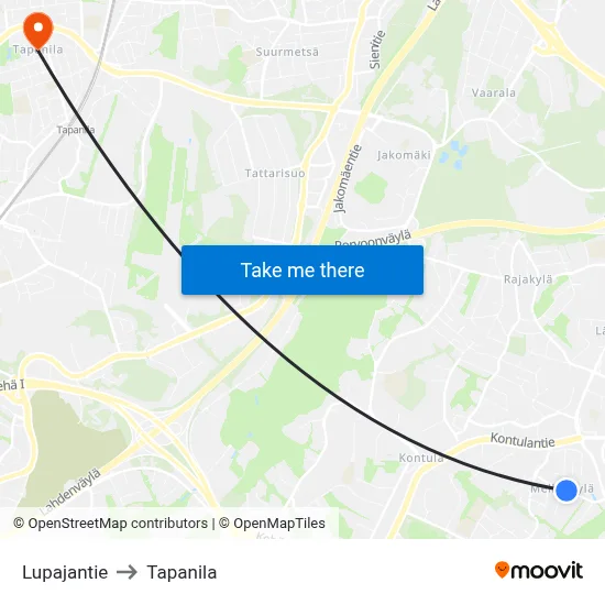 Lupaja Road to Tapanila map