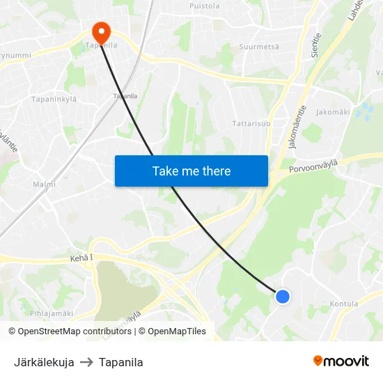 Järkälekuja to Tapanila map