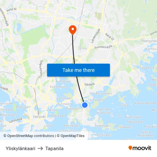 Yliskyla Arc to Tapanila map