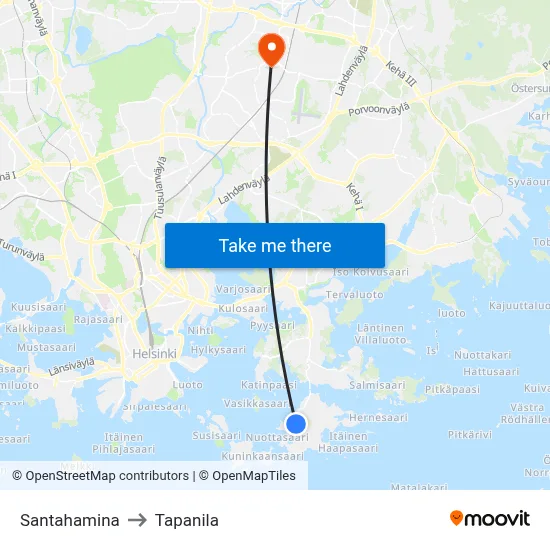 Santahamina to Tapanila map