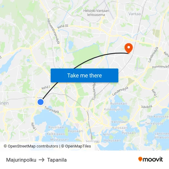 Major's Path to Tapanila map