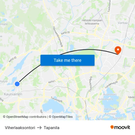 Viherlaakso Square to Tapanila map