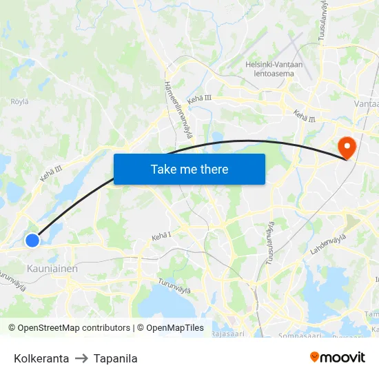 Kolkeranta to Tapanila map