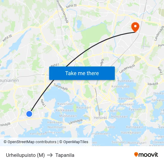 Sports Park (M) to Tapanila map