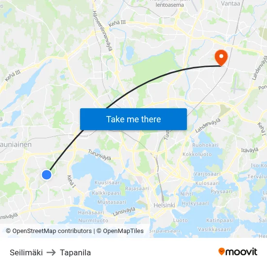 Sail Hill to Tapanila map