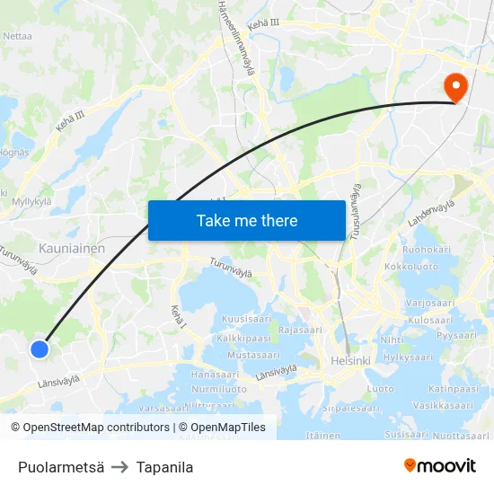 Puolarmetsä to Tapanila map
