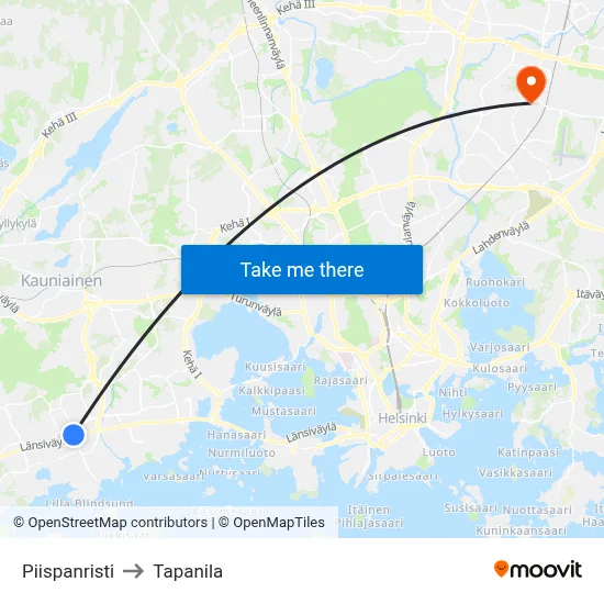 Piispanristi to Tapanila map