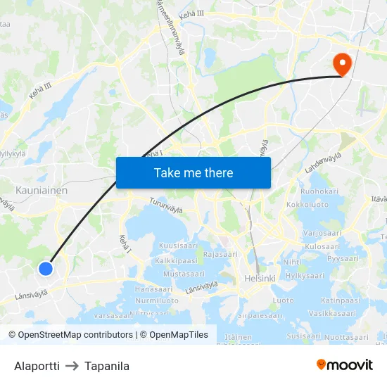 Alaportti to Tapanila map