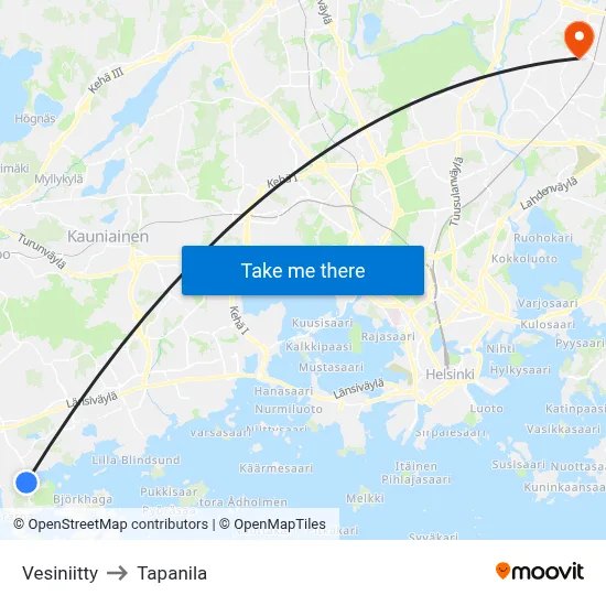 Water Meadow to Tapanila map