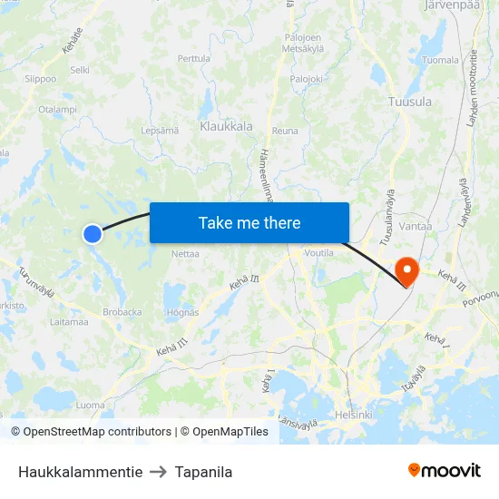 Haukkalammentie Road to Tapanila map