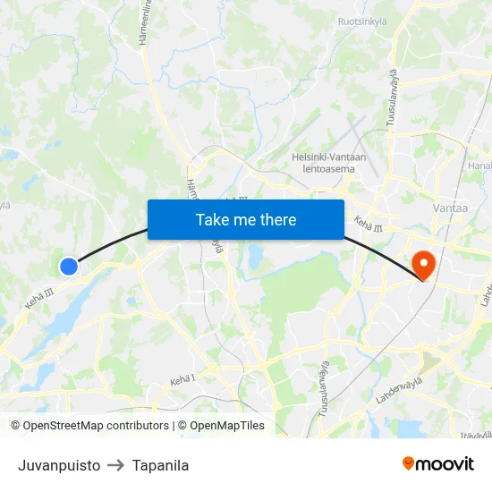Juva Park to Tapanila map