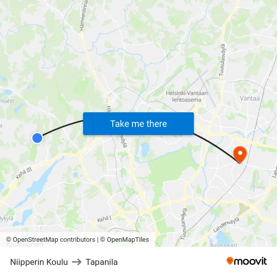 Niipperin Koulu to Tapanila map