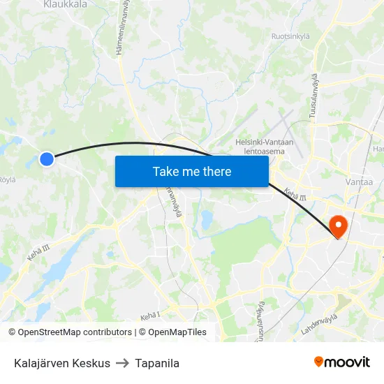 Kalajärvi Center to Tapanila map