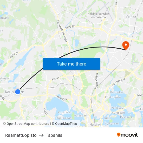 Bible Institute to Tapanila map