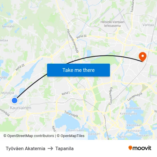 Työväen Akatemia to Tapanila map
