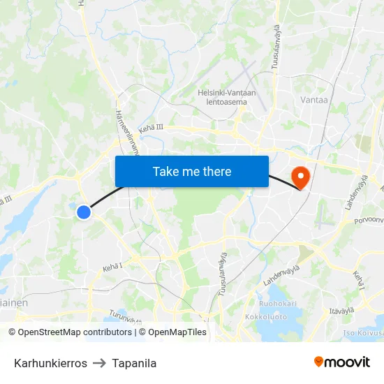 Karhunkierros Trail to Tapanila map